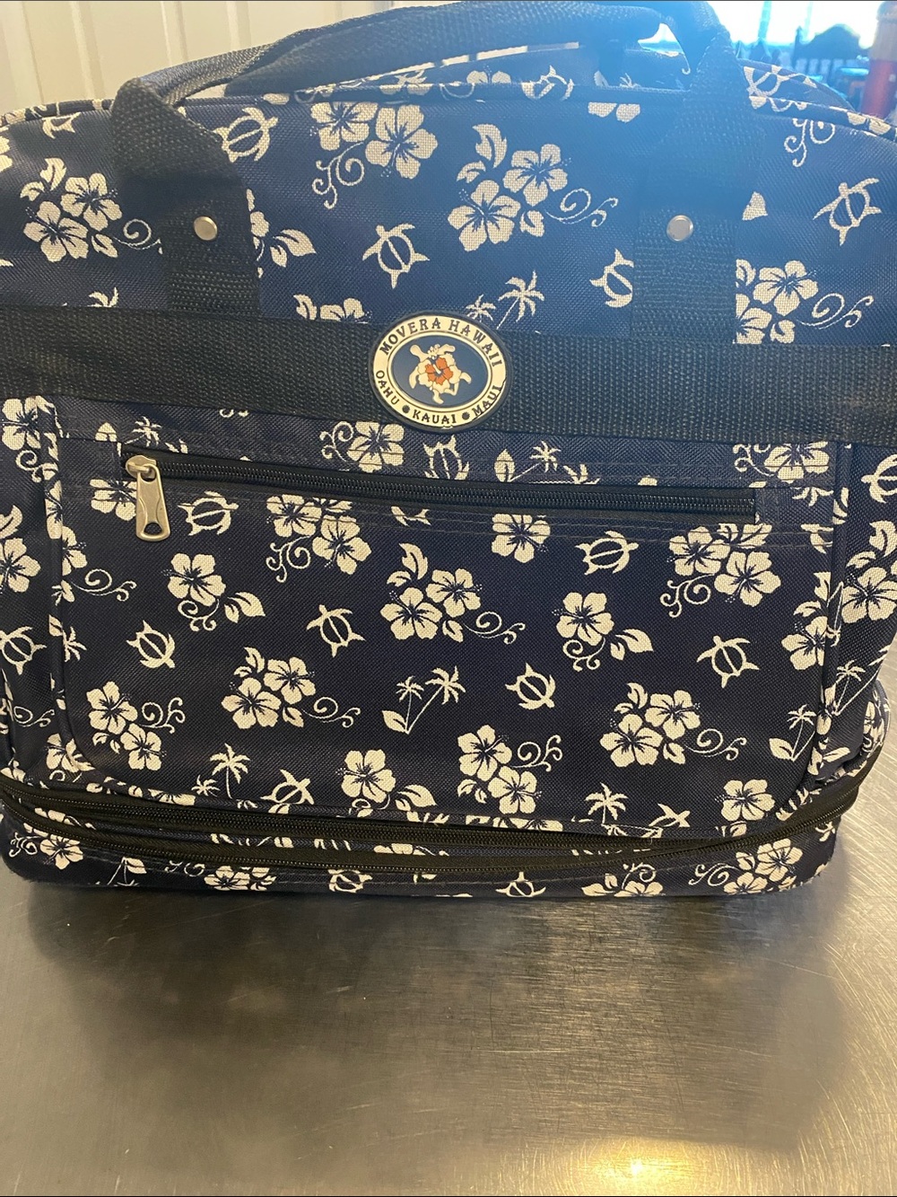 Navy Floral Travel Tote Bag